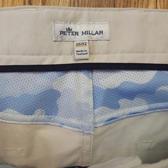 Peter Millar Eb66 Mens Golf Pants Size 35 × 32 Tan Performance - Picture 2 of 8